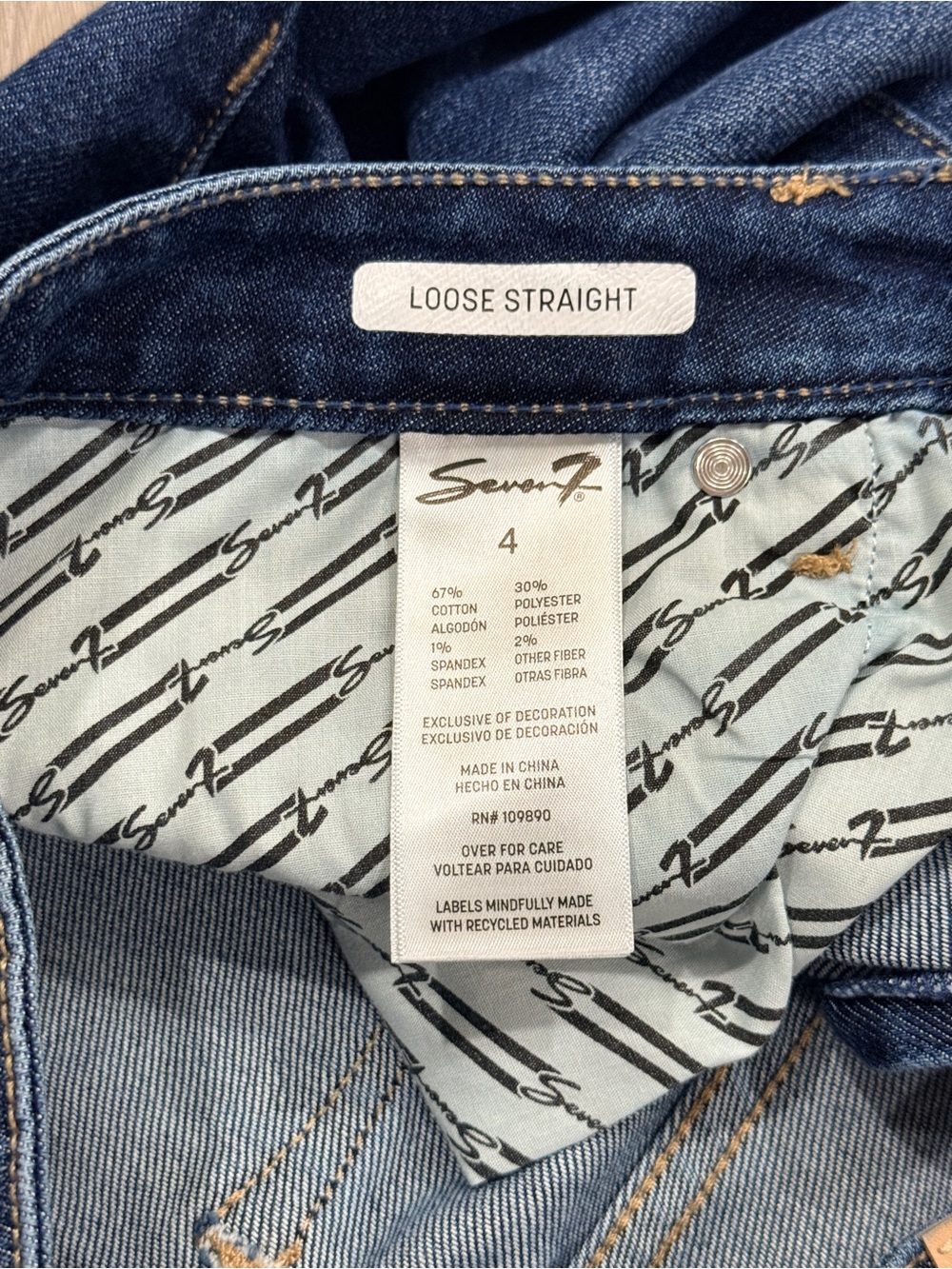 Seven7 Women’s Medium Blue Loose Straight Denim Jeans Size 4 - Picture 11 of 11